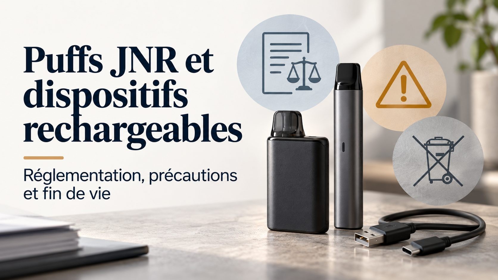 Puffs JNR et dispositifs rechargeables : réglementation, précautions et fin de vie